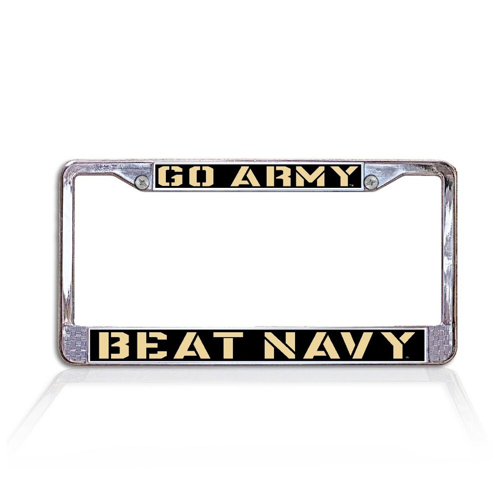 Go Army Beat Navy Chrome Metal License Plate Frame (Officially Licensed Product)